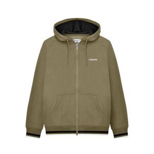 Lambretta Mens Full Zip Hoodie / Khaki Green/Black